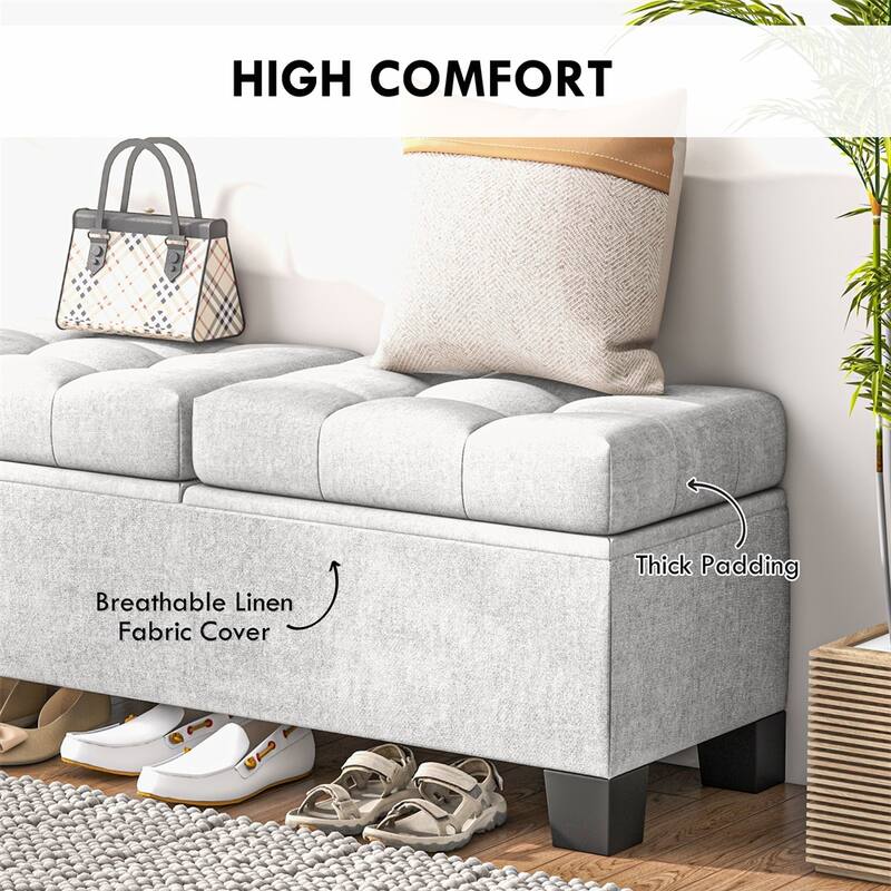 46" Storage Ottoman Bench,Button Tufted Storage Bench with Steel Frame