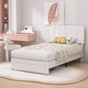 preview thumbnail 26 of 46, VECELO Kids Bed Frame, Plantform Beds with Storage Drawer, Height Adjustable Upholstered Bed, Twin Size Bed Set of 2