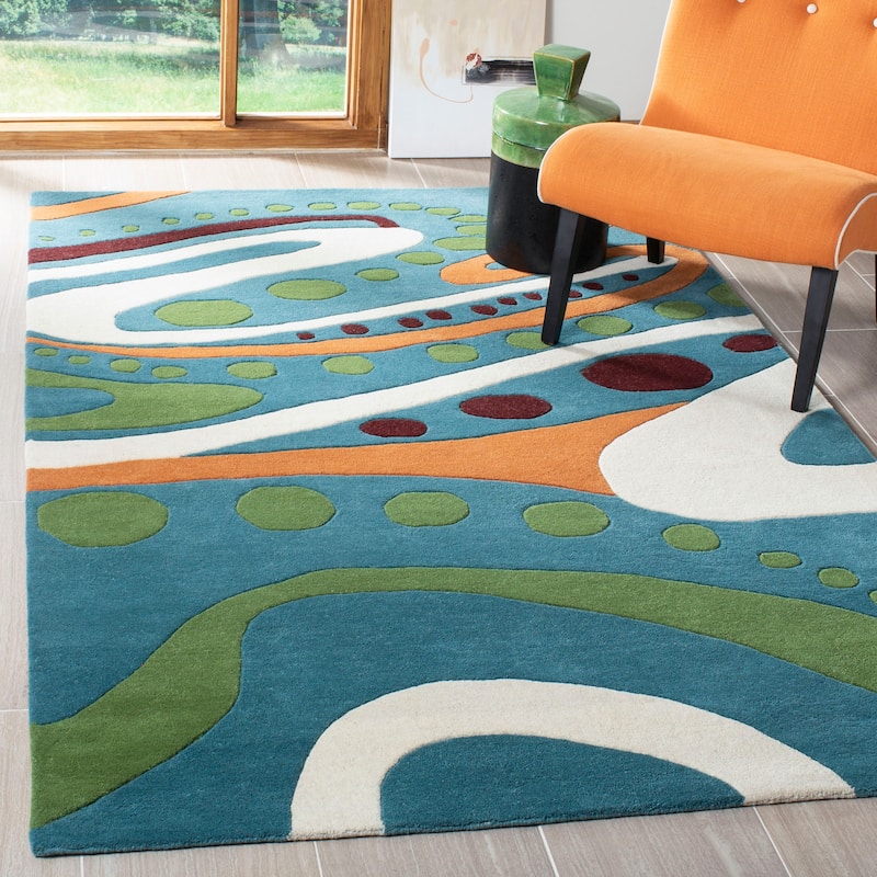 SAFAVIEH Handmade Soho Casie N.Z. Wool Rug - 5' x 8' - Teal/Multi
