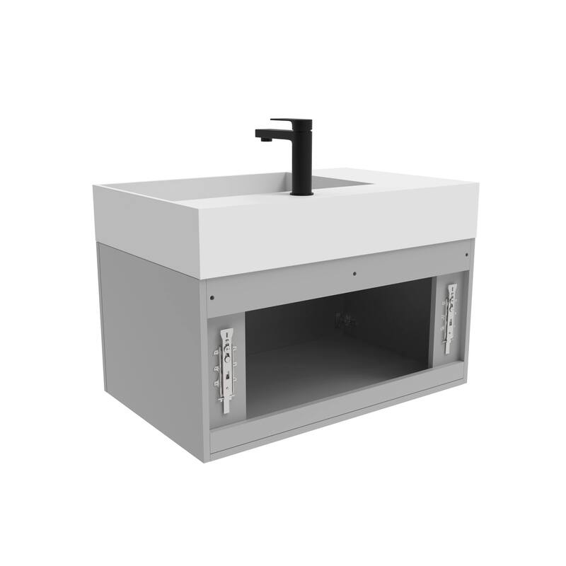 Amazon 30" Wall Mounted Bathroom Right Basin Vanity Set w/ White Top