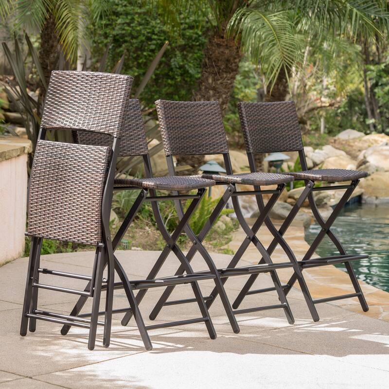 Margarita Outdoor Wicker Bar Stool (Set of 4) by Christopher Knight Home