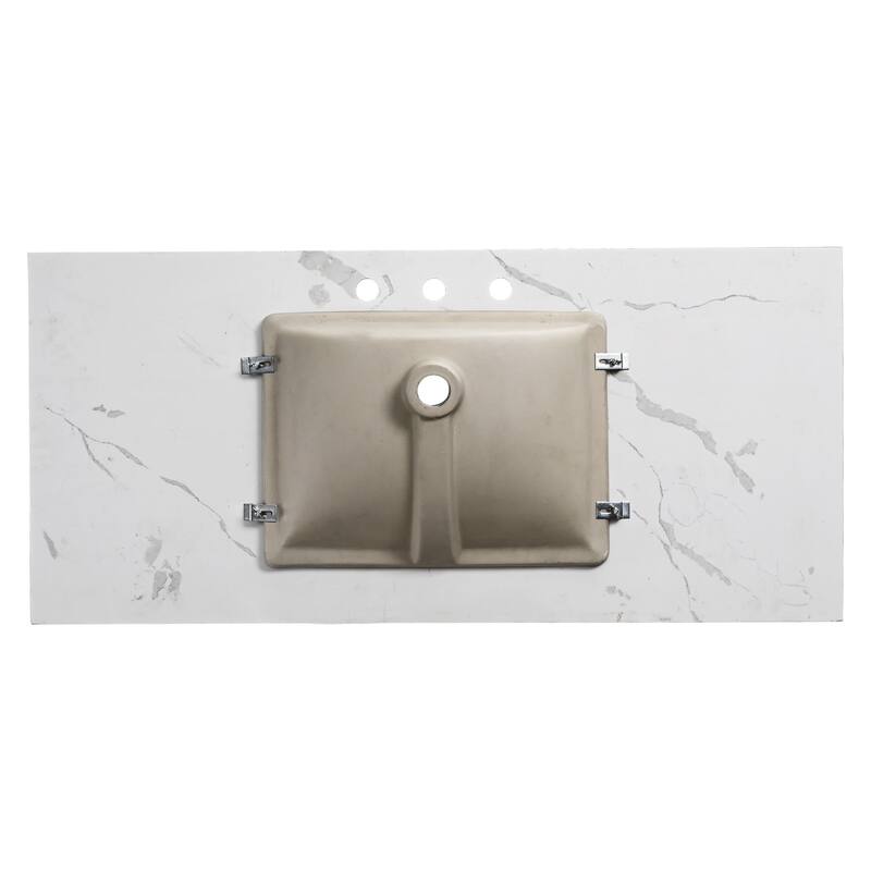 Bathlet Calacatta Quartz 48-in Single Sink Bathroom Vanity Top with Side Splash