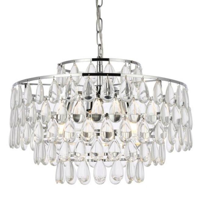 Elegant Lighting 1102D20 Mila 5 Light 20" Wide Crystal Pendant with - Chrome
