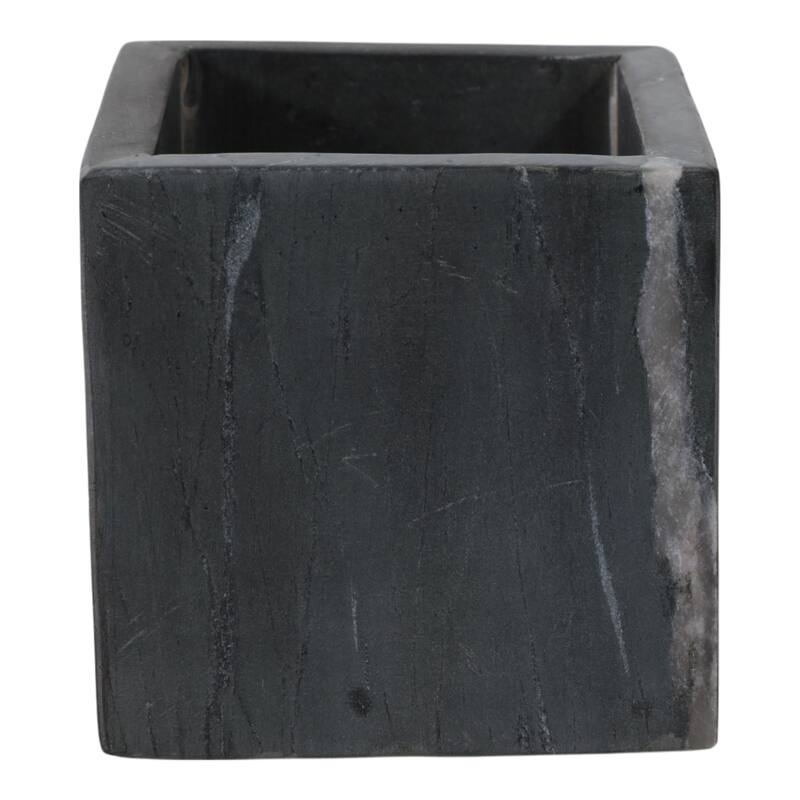 Marble Stone Storage Sculpted Design and Sleek Vertical Grooves - 4.0"