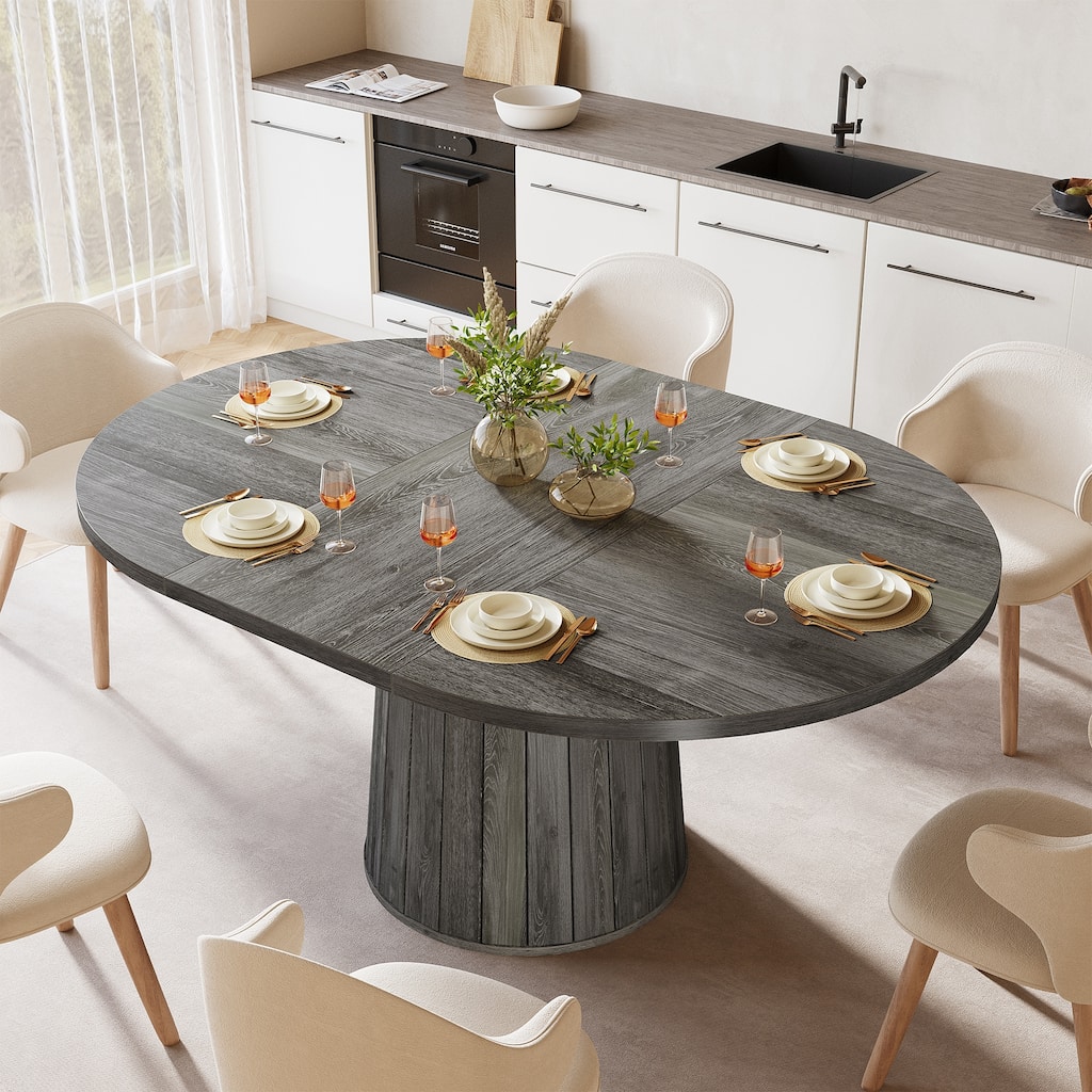 Rustic 55" Wood Dining Table Seats for 4-6 People, Kitchen Table for Dinning Room and Kitchen