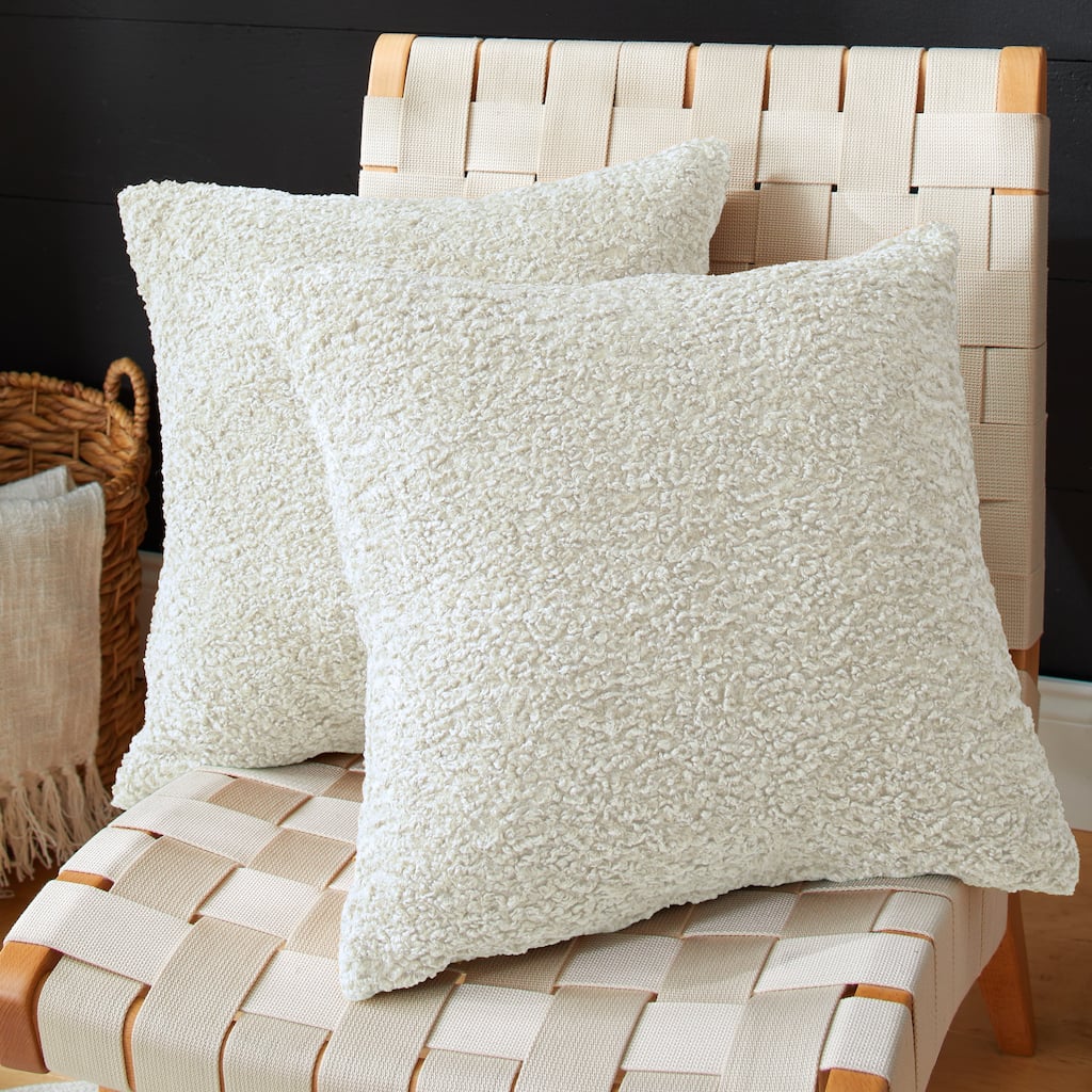 Sorra Home Indoor Soft-Textured Knife Edge Square Pillows (Set of 2)