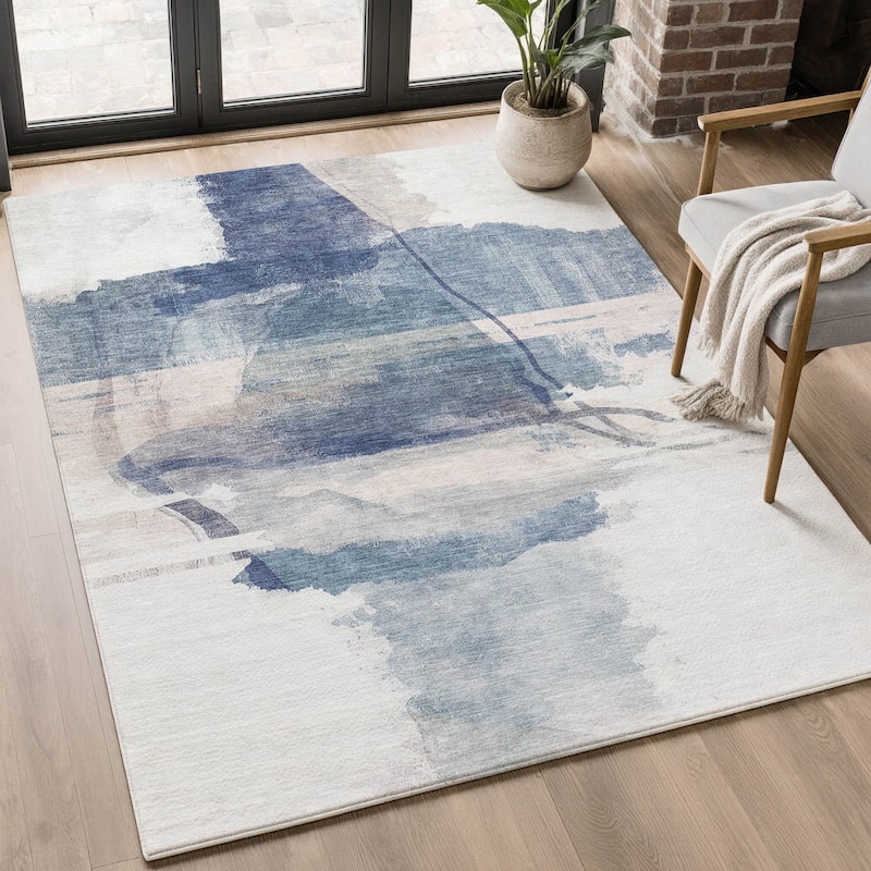 Premium Washable Super Soft Contemporary Chic Mayfield Rug - Blue - 10' x 14'