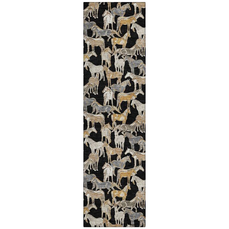 Machine Washable Indoor/ Outdoor Horse Herd Chantille Rug