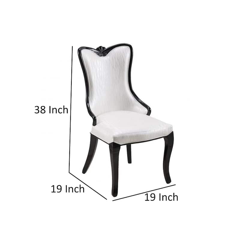 Black/White Faux Leather Upholstered Wood Frame Dining Chair, Set of 2, Sturdy Dining Chair for Dining Rooms - 17.5