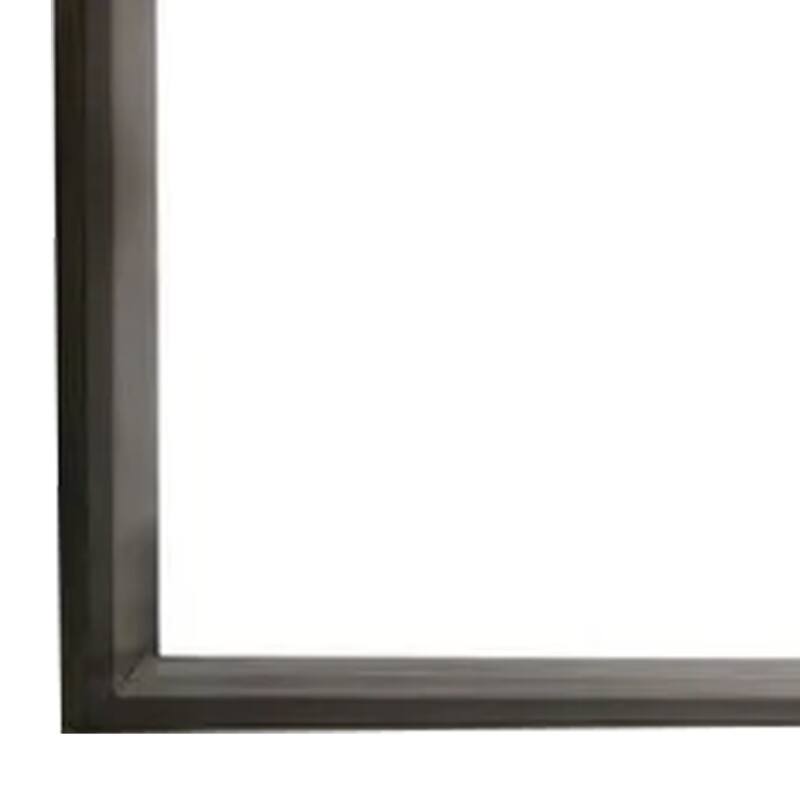 Fema Dresser Mirror, 35 Inch Bevel Edge Frame, Brown Wood