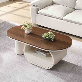 47.24'' Modern Luxury Oval Coffee Table with Storage Drawer for Living ...