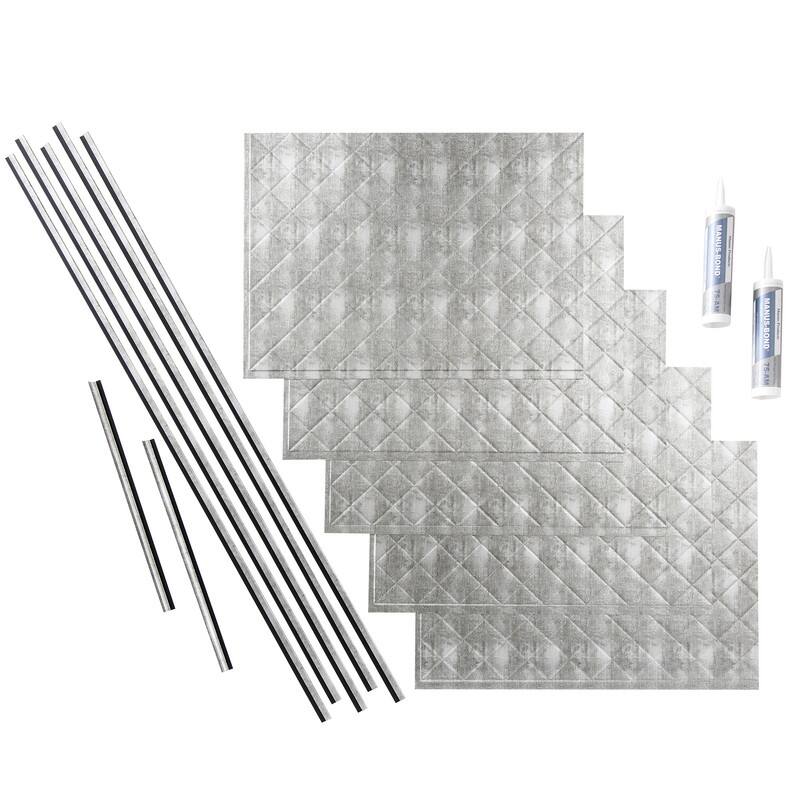 Fasade Quilted Backsplash in Crosshatch Silver 15-square-foot 15 Sq Ft Kit - 15 Sq Ft Kit