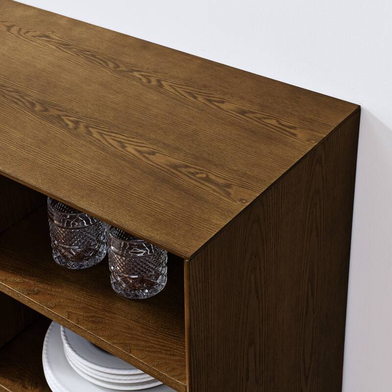 Sideboard Buffet Cabinet with 2 Doors, Fluted Storage Cabinet with Shelves, Media Console with Solid Wood Feet