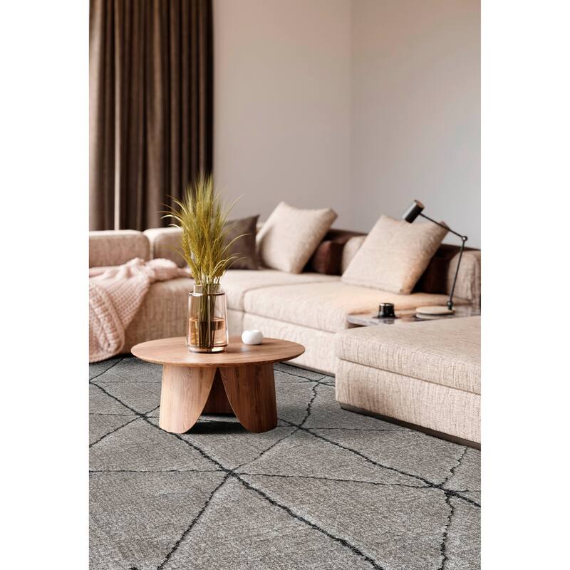 Nina Rowan Gray, Mushroom, and Charcoal Recycled Polyester Area Rug - 9' x 12'