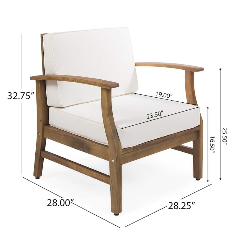 Exquisite Acacia Wood Club Chair with Water-Resistant Cushion