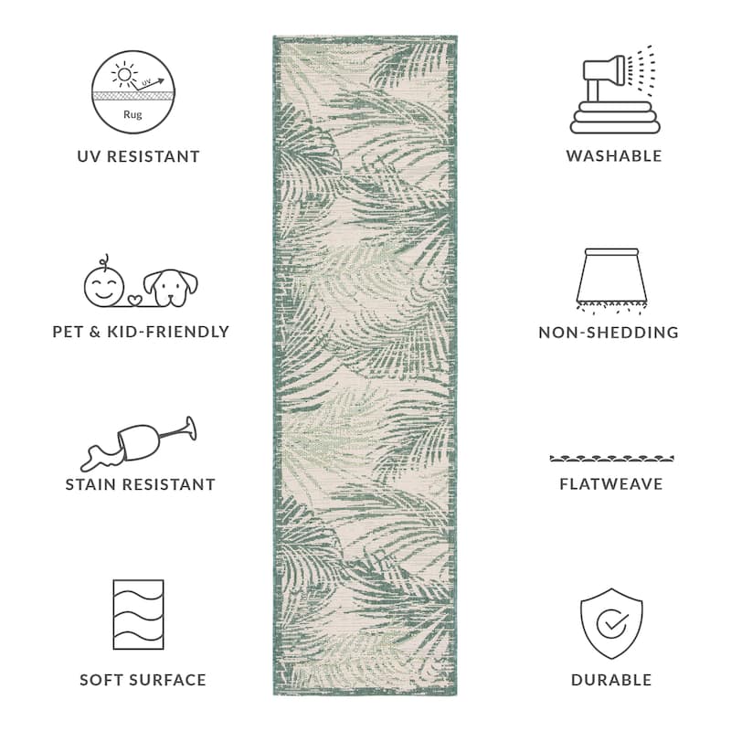 SAFAVIEH Courtyard Nott Tropical Indoor/ Outdoor Waterproof Patio Backyard Rug