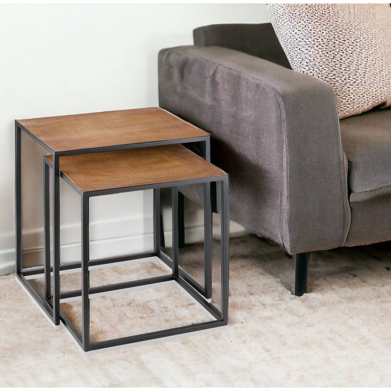 HomeRoots 22" Black And Brown Resin End Table - 19.75' X '22' X '14 - Brown - Plastic