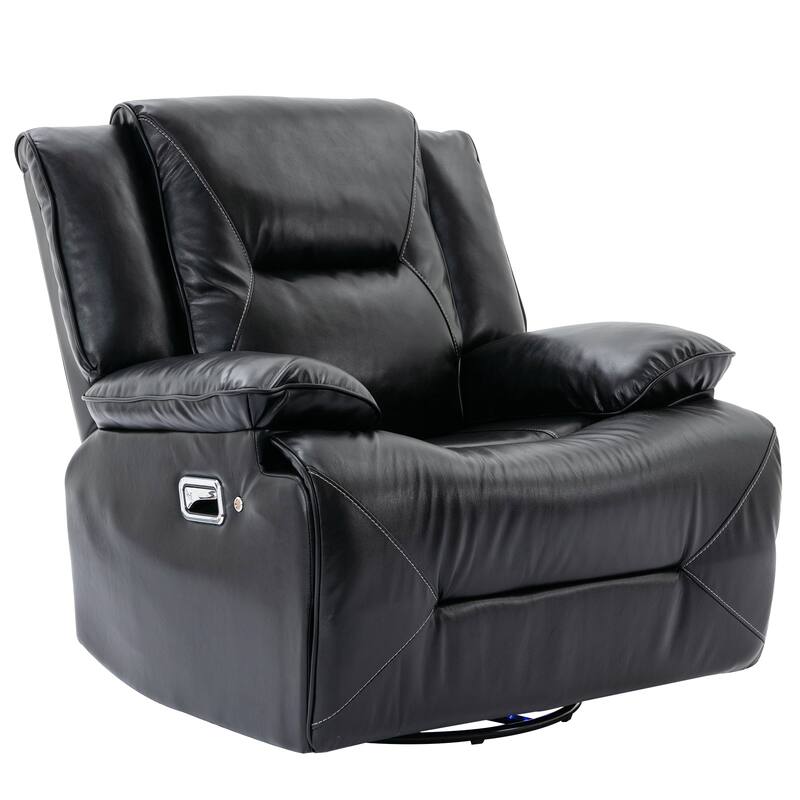 360° Swivel and Rocking Home Theater Recliner Manual Recliner Chair with a LED Light Strip for Living Room,Bedroom, Black