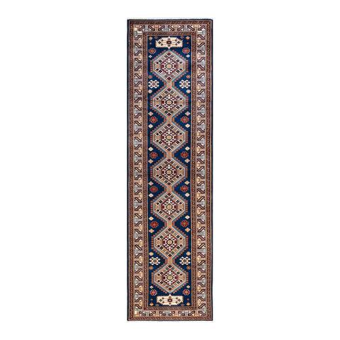 Overton Tribal One-of-a-Kind Hand-Knotted Runner - Blue, 2' 9" x 9' 10" - 2' 9" x 9' 10"