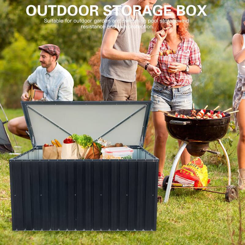 344 Gallon Rainproof Metal Patio Storage Box