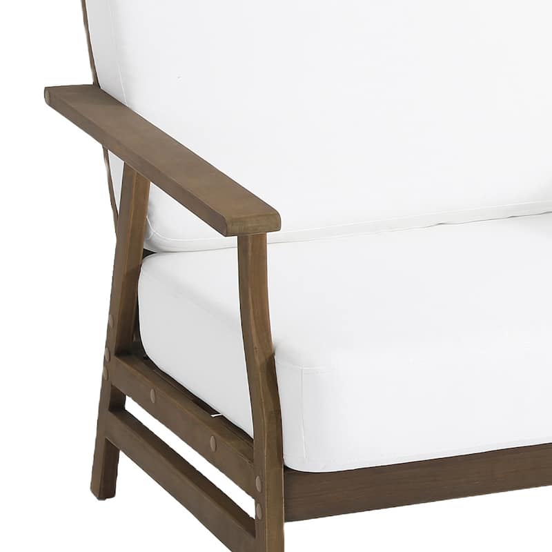 2 Set Acacia Wood Patio Club Chair with Cushion Outdoor Arm Chair