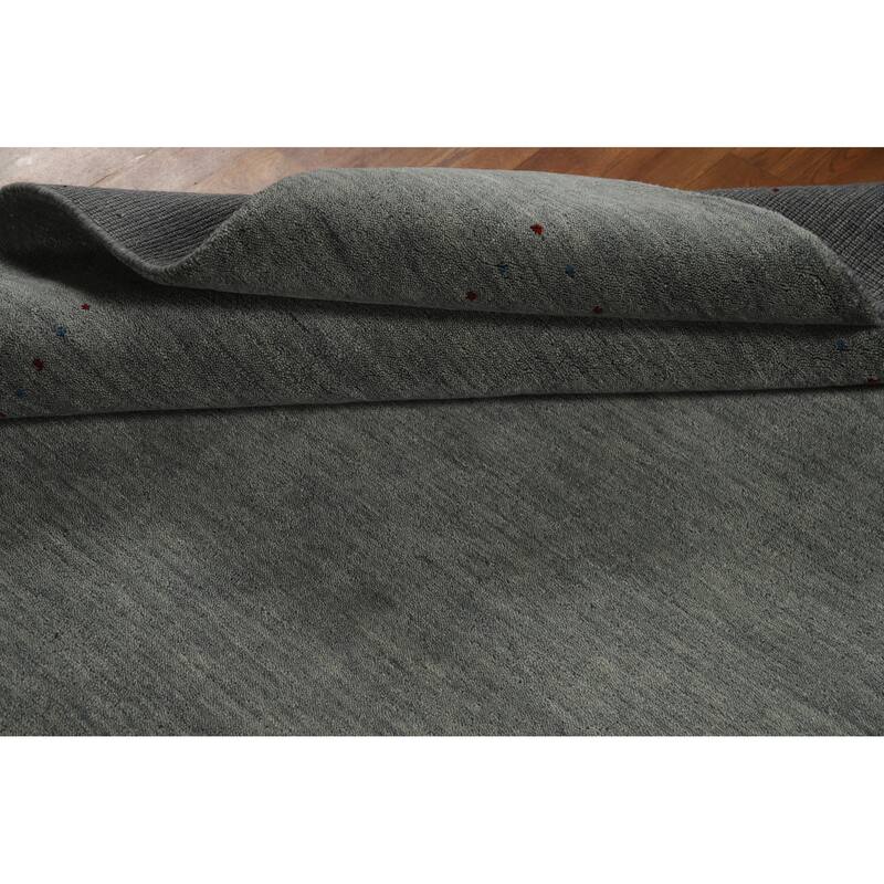 Gray Tribal Gabbeh Indian Area Rug Handmade Wool Carpet - 5'5" x 7'9"