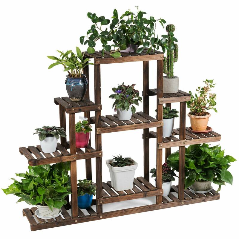 Gymax 6-Tier Flower Wood Stand Plant Display Rack Multifunctional - See Details