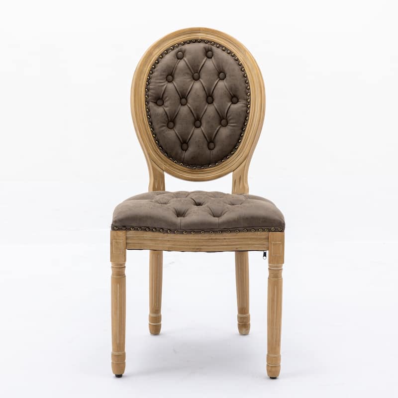 French Style Solid Wood Frame Dining Chair Set of 2,PU leather with Nailhead Trim