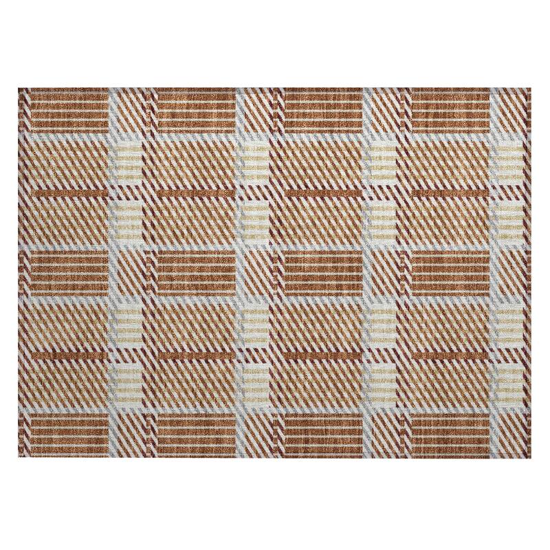 Machine Washable Indoor/ Outdoor Geometric Stripe Chantille Rug