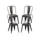 preview thumbnail 99 of 116, Industrial Metal 18 Inch Stackable Dining Chair Set Set of 4 - Sanded Black