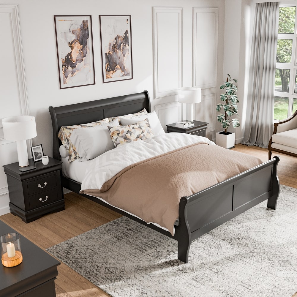 Furniture of America Mayday Modern Solid Wood 2-Piece Queen-size Sleigh Bedroom Set