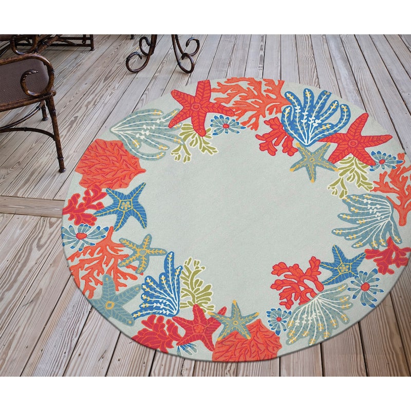 Liora Manne Ravella Ocean Scene Indoor/Outdoor Rug Aqua 5' x 7'6"