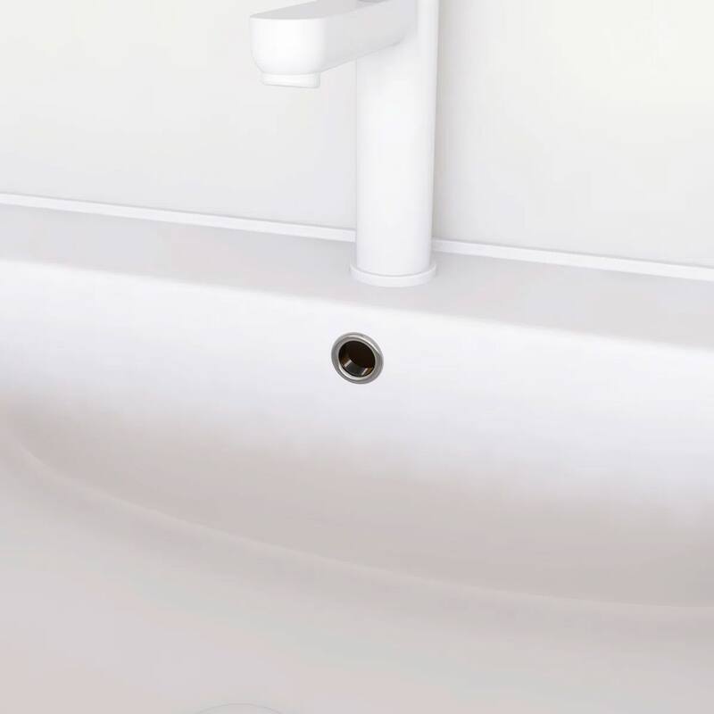 Wall-Mounted Bathroom Vanity with White Ceramic Sink