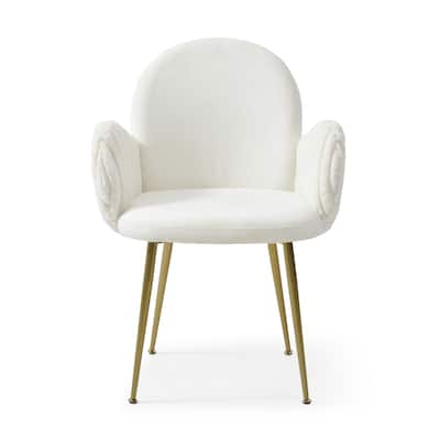 2PC Dining Chairs Set,Velvet Fabric Accent Chairs with Gold Metal Legs