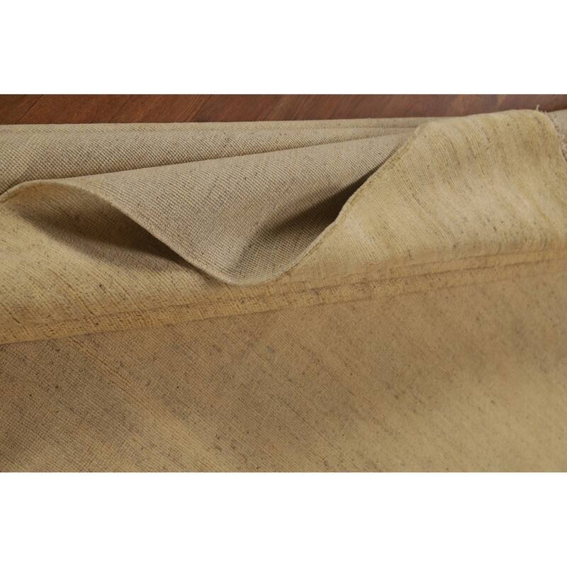 Muted Gold Gabbeh Modern Area Rug Handmade Wool Carpet - 8'0"x 9'7"