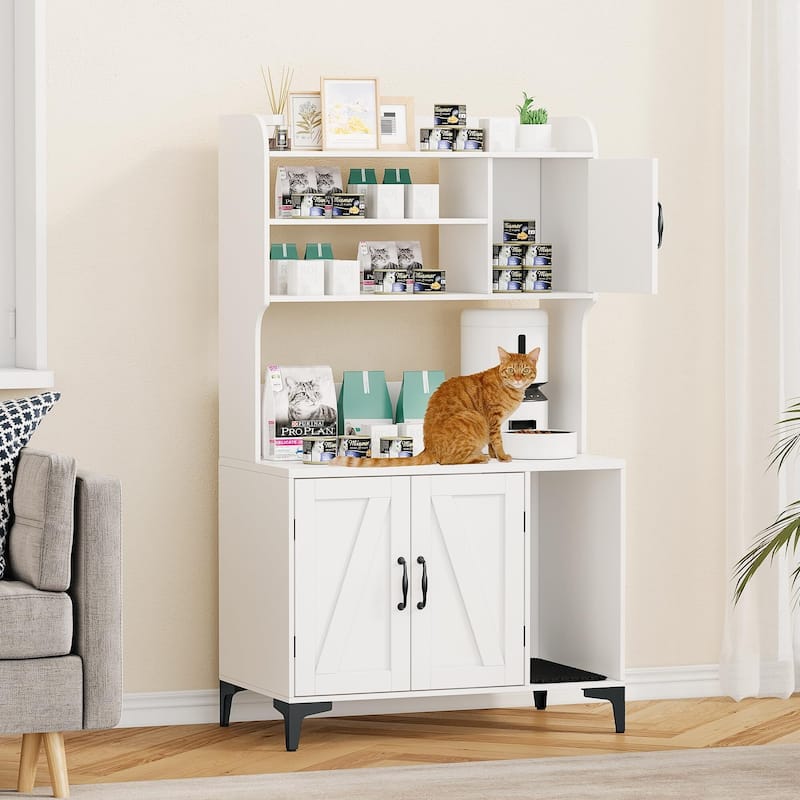 Cat Litter Box Enclosure with Shelves