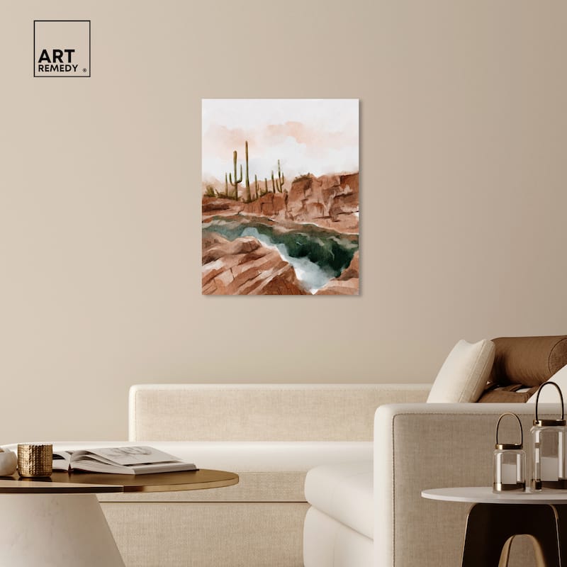 Art Remedy Hot Springs In June Gallery Wrapped Landscape 1 Piece Canvas Wall Art Watercolor Style