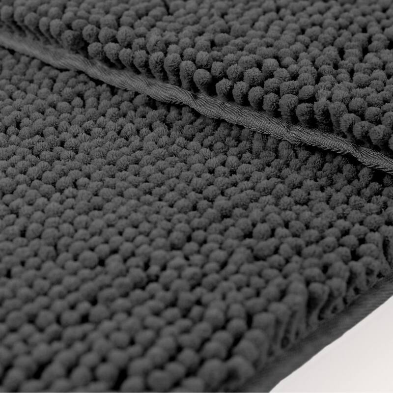 Resort Collection Plush Shag Chenille 17 x 24 in. and 21 x 34 in. 2-Piece Bath Mat Set