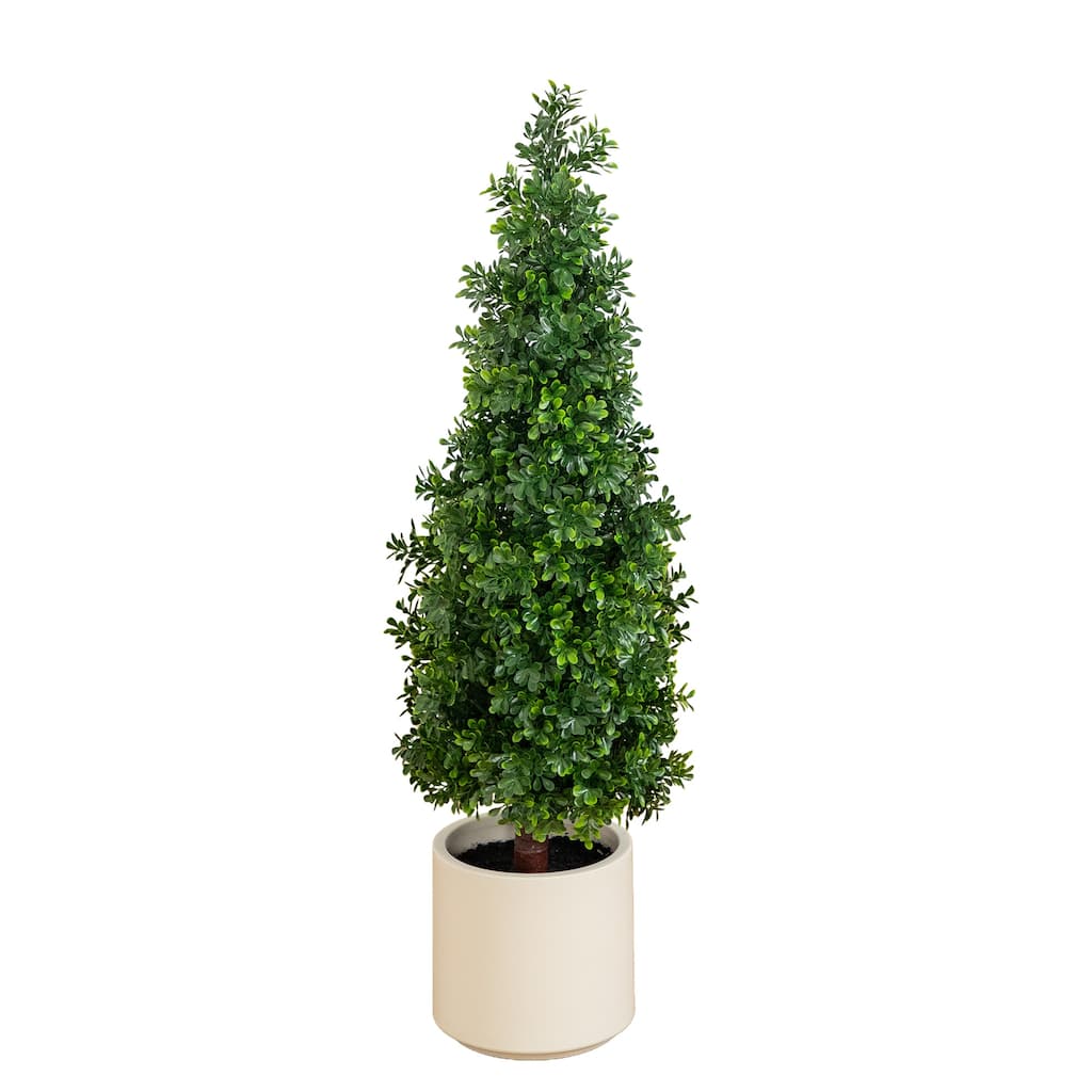34-in UV Resistant Artificial Boxwood Topiary Cone Tree