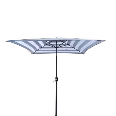 6.5ft Square Black/White Stripe Color Market Umbrella with Stand/Base