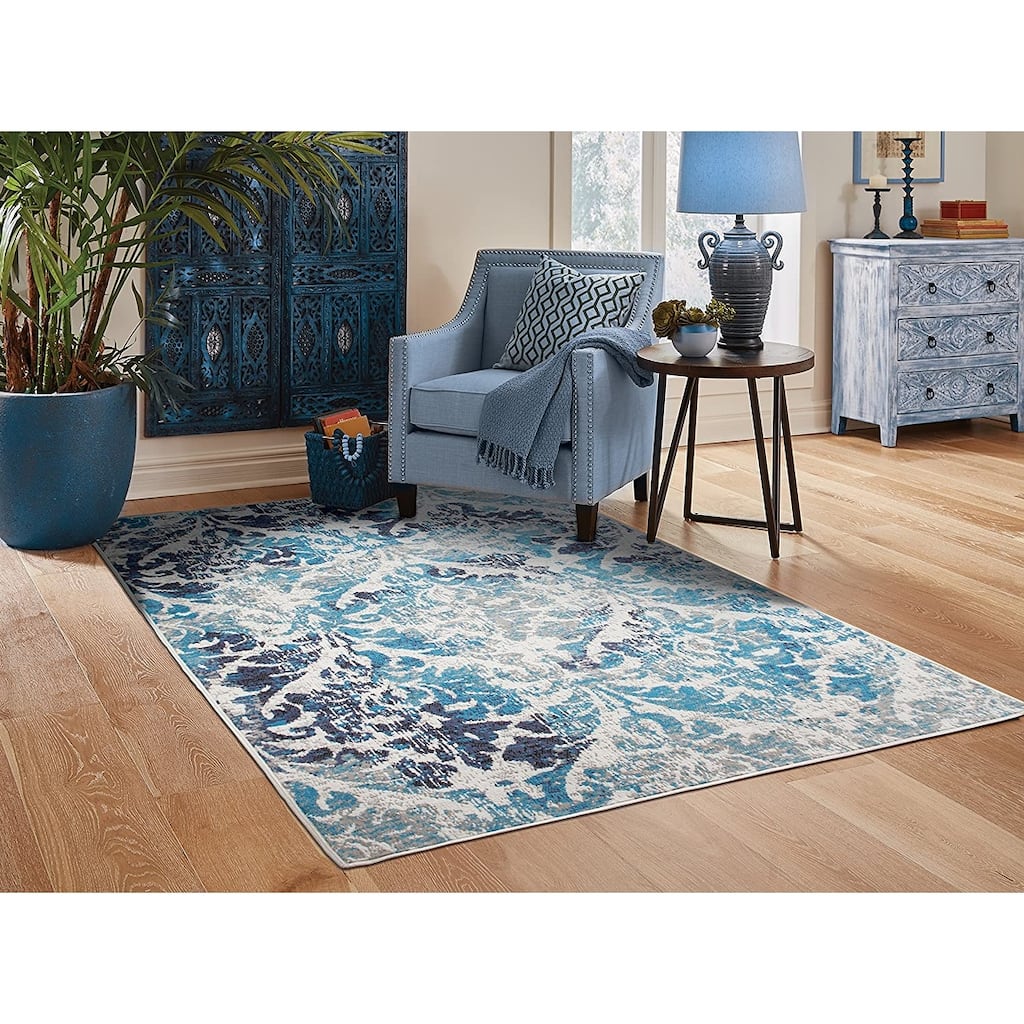 Copper Grove Yakoruda Distressed Teal Area Rug