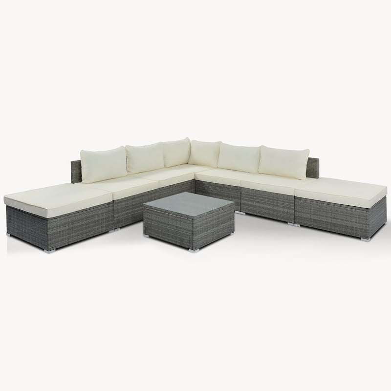 8-Pieces Patio Conversation Sofa Set with Table