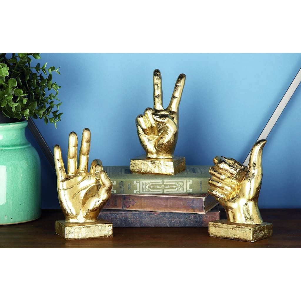 CosmoLiving by Cosmopolitan Gold or Silver Polystone Hands Decorative Sculpture (Set of 3)