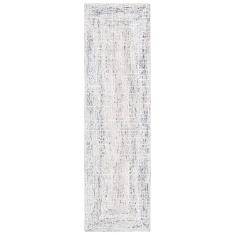 SAFAVIEH Handmade Abstract Cemile Modern Wool Rug - 2'3" x 8' Runner - Blue/Ivory - Runner