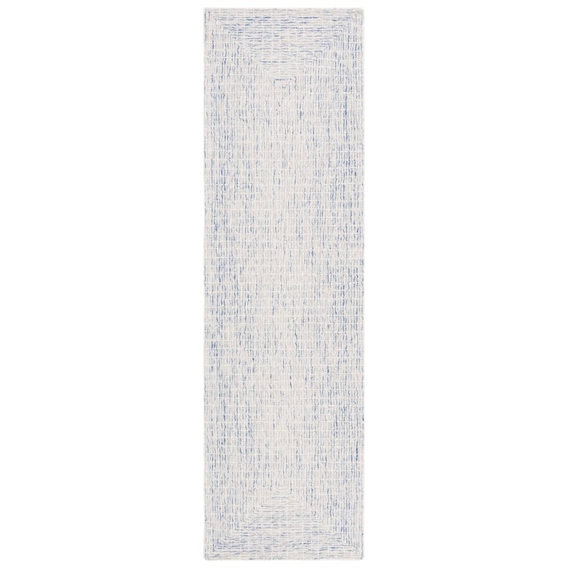 SAFAVIEH Handmade Abstract Maggy Modern Wool Rug - 2'3" x 8' Runner - Blue/Ivory