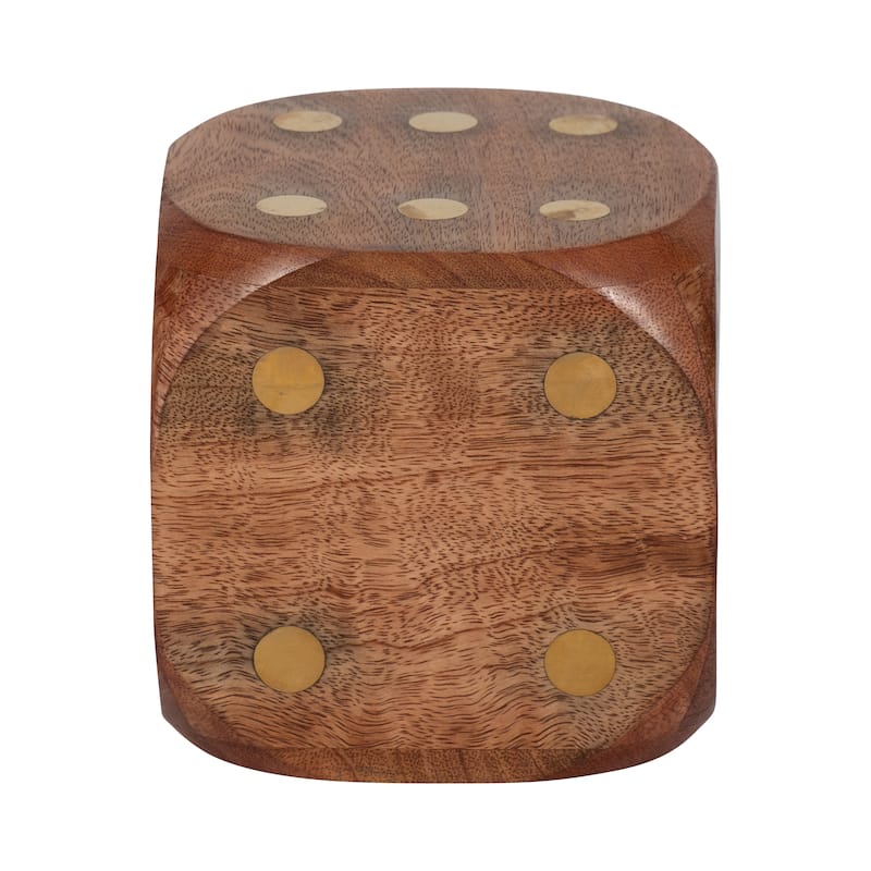 Sagebrook Home Wood, Dice, Antique Brown, Square, Solid Color