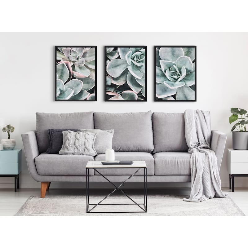 Kate and Laurel Sylvie Floral Canvas Set by The Creative Bunch Studio - Black