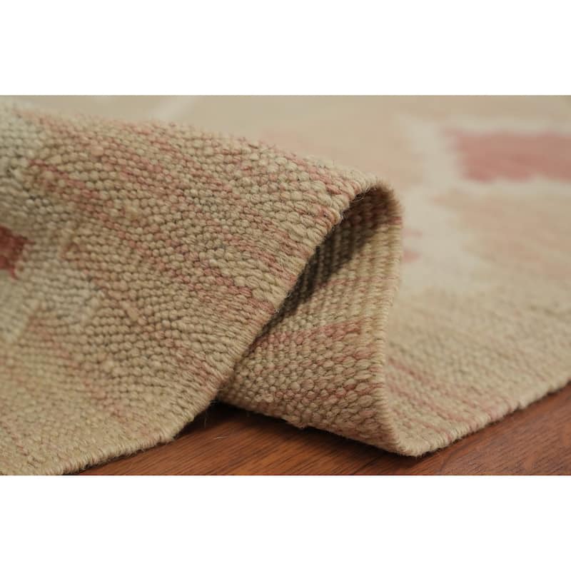 Hand Woven Oriental 100% Wool Carpet Southwestern Tribal Beige & Ivories Kilim Area Rug - 10' 0'' X 7' 2''