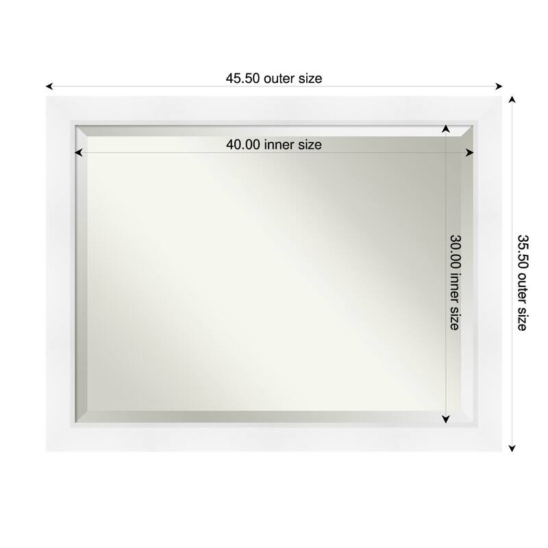 Sloped Beveled Framed Bathroom Vanity Wall Mirror - 46 x 36 in - Sloped White