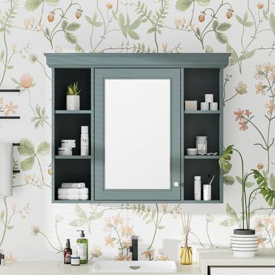 35'' x 28'' Floatoing Bathroom Storage Cabinet with Mirror Door